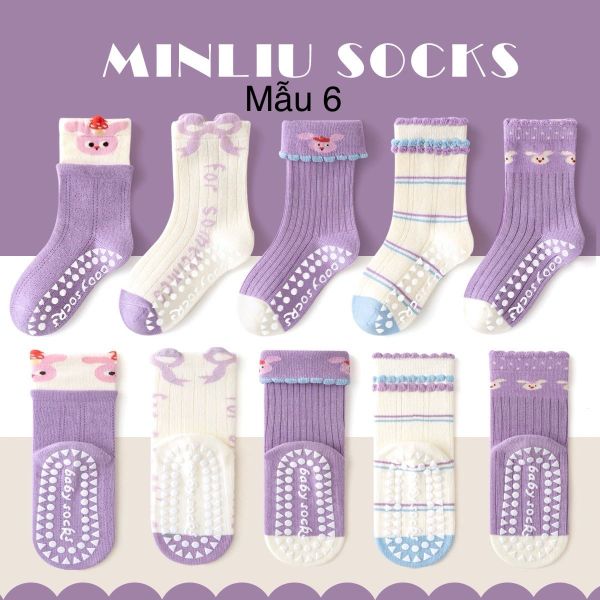 SH2511PK01 - Set 5 đôi tất Minliu Kidsocks dành cho trẻ em, chất liệu cotton+polyester+spandex, NSX Man Luu Textile Company Limited