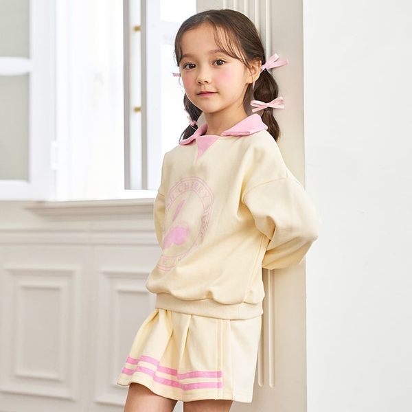 BBG31 - Set bộ Bebezoo nỉ da cá áo + quần giả váy cherry 2 màu bé gái size 100-150