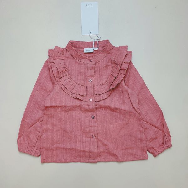 ABG42 - Áo sơ mi Name It cổ bèo 2 màu trắng kem / hồng đất