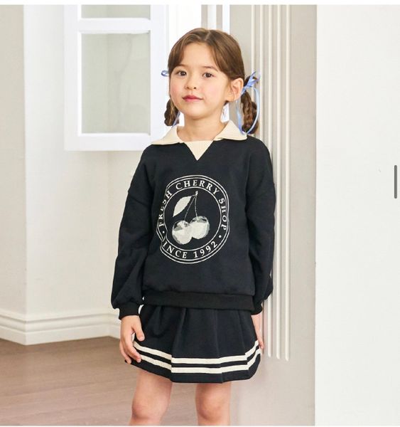 BBG31 - Set bộ Bebezoo nỉ da cá áo + quần giả váy cherry 2 màu bé gái size 100-150