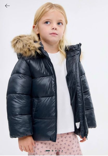 AKBT05 - Áo khoác phao lông vũ MNG màu xanh tím than mũ lông size 1-6y