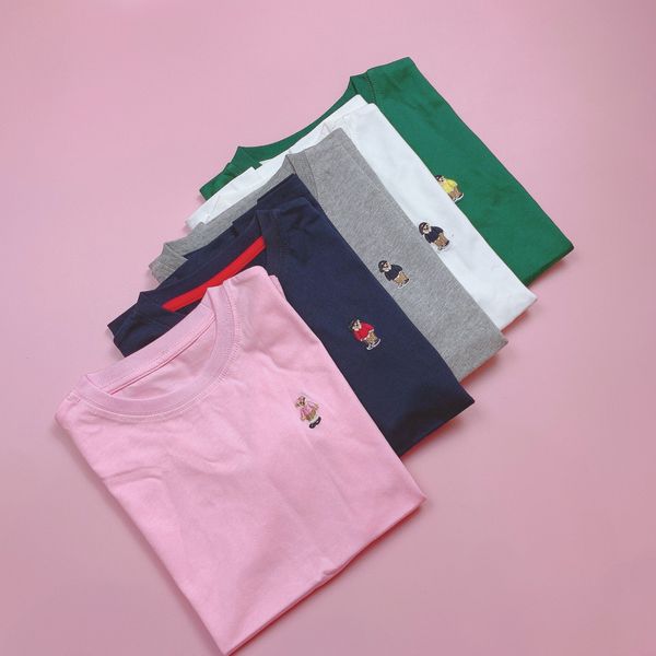 ABT64- Áo cotton thêu gấu trơn nhiều màu BTBG size 120-160