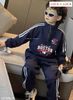 Lu 1686 - Bộ nỉ hai da Luca Boston cổ kéo khóa màu navy bé trai size 2-12y