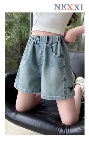 2602.142 - Quần short jean Nexxi thêu nơ cho bé gái size 11-15y