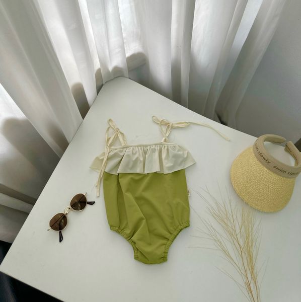 DB00050 - Bộ bơi liền Harifa buộc nơ vai bèo ngực 4 màu size 3m - 6y