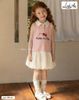DLACC.590 - Váy Linh An sát nách thân kẻ hồng kitty phối chân bí kem size 2-12y