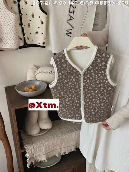 88301 - Áo gile nỉ LNX nhiều hình cho bé gái size 90 - 140