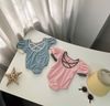 DB00026 - Bộ bơi liền Harifa vai bồng lưng dây đan chéo 3 màu size 9m - 8y
