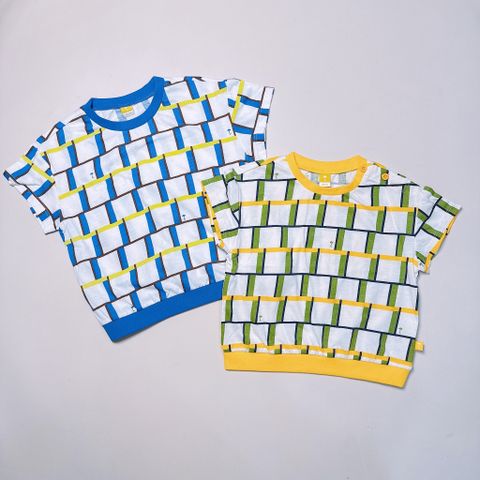 ABT48 - Áo thun cotton Mm 2 màu hoạ tiết vàng, xanh cho bé size 90-130