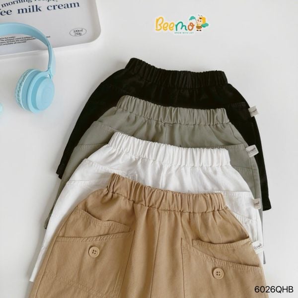 6026QHB - Quần short kaki Beemo túi kiểu bé trai size 1-6y