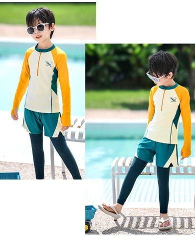 1166 - Bộ bơi YUKE dài tay, quần dài chống nắng bé trai size XL-6XL