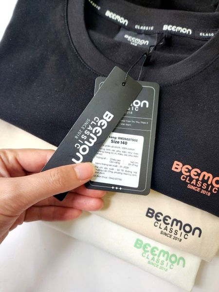 BM2602TS02 - Áo Beemon cổ tròn cotton 3 màu cho bé size 120-170