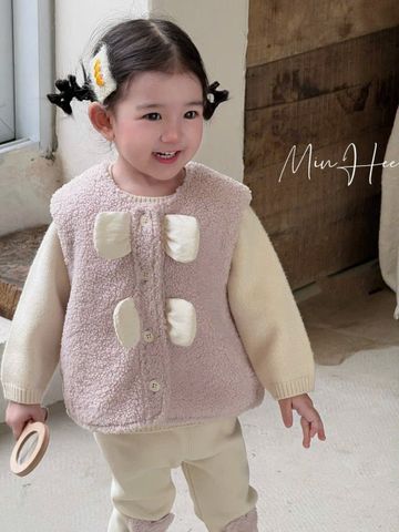 J9209 - Áo gile lông hồng dòng nhí cho bé size 73-90
