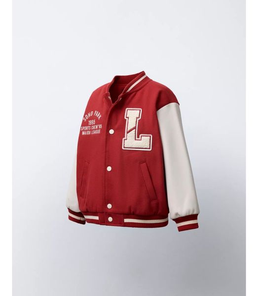 AK02 - Áo khoác bomber màu đỏ chữ L bé trai size 1-6y