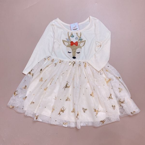 V00147 - Váy cotton phối chân voan nhiều màu size 4y / 5y / 6y