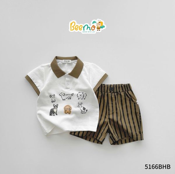 5166BHB - Bộ Beemo phối cổ quần thô size 1-6y