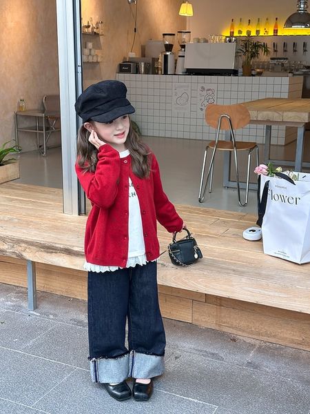 AK41 - Cardigan len AMBB trơn, kẻ nhiều màu cho bé gái size 90-160