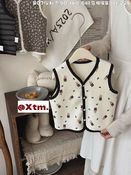 88301 - Áo gile nỉ LNX nhiều hình cho bé gái size 90 - 140