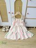 J7649 - Váy June with love 2 dây họa tiết đính hoa tulip hồng bé gái size 2-12y