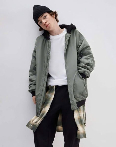 AKBT39 - Áo khoác phao bomber oversize phối mũ nỉ GGJJ dư xịn cho bé 2 màu đen/rêu size 6-14y