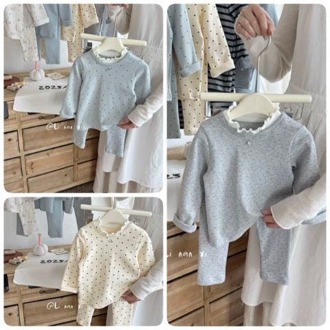 88267 - Bộ nỉ mỏng LNX phối cổ bèo trắng 3 mẫu Bé Gái size 90 - 140