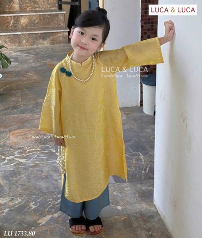 SP000011 - Set áo dài Luca & Luca áo vàng quần xanh cho bé gái size 2-12y