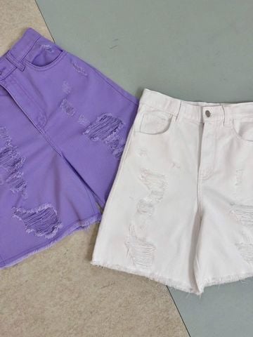 QBG31 - Quần jean rách GGJJ 2 màu trắng/tím bé gái size 8-14y