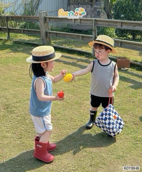 6011BHB - Bộ cotton áo tanktop phối cổ Beemo size 1-5y
