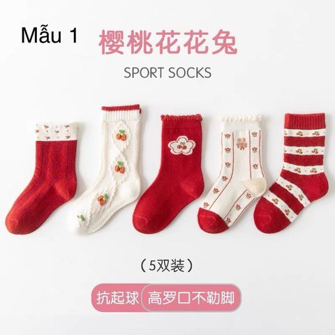 SH2511PK01 - Set 5 đôi tất Minliu Kidsocks dành cho trẻ em, chất liệu cotton+polyester+spandex, NSX Man Luu Textile Company Limited