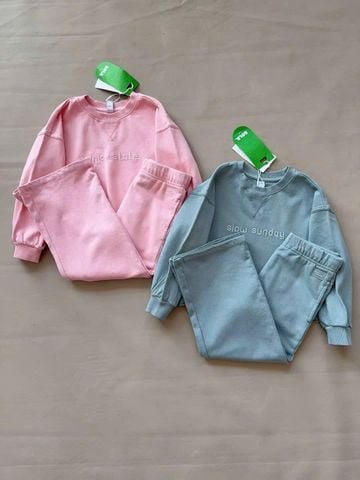 BBG17 - Bộ nỉ Sela 2 màu xanh/hồng bé gái size 92-140