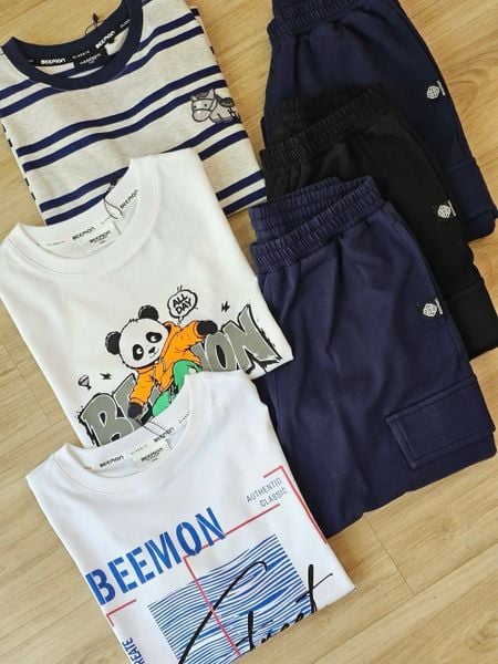 BM2606ST08 - Bộ cotton Beemon cổ tròn dài tay trẻ em size 130-170