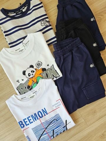 BM2606ST08 - Bộ cotton Beemon cổ tròn dài tay trẻ em size 130-170