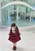 V00089 - Váy thô caro đỏ đen phối cổ trắng đính nơ BG size 1 - 10y