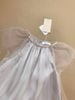 V00057 - Váy lụa mềm phối ren nhũ màu ghi phối be size 5-11y