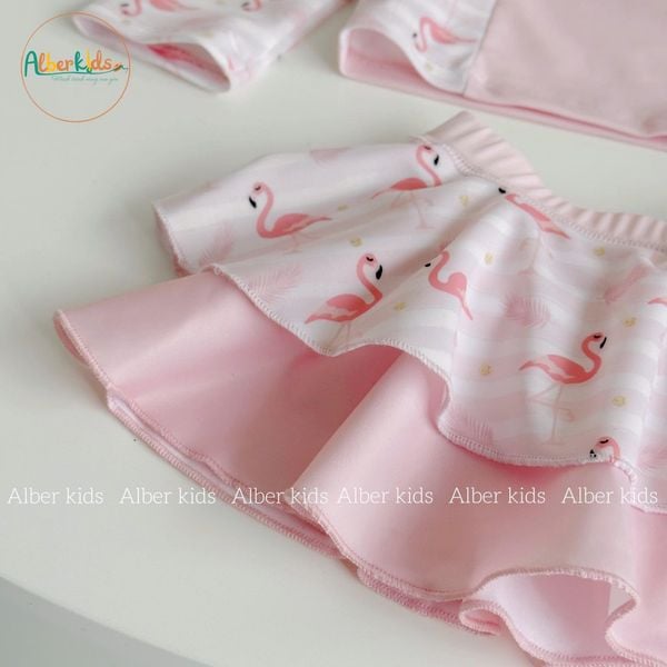 A0818 - Set bộ bơi Alber Kids bé gái áo dài tay + chân váy size 90-150