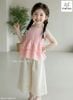 MLSBCC.7368 - Bộ Melisa áo hồng sát nách + quần ren kem bé gái size 2-12y