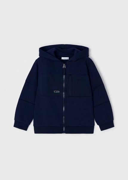 AKBT61 -  Áo khoác nỉ có mũ 2 màu trơn logo núi size 2 - 9y