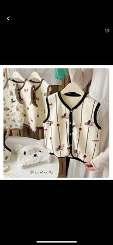 88282 - Áo gile nỉ LNX nhiều hình cho bé size 90 - 140