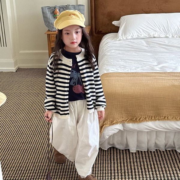 AK41 - Cardigan len AMBB trơn, kẻ nhiều màu cho bé gái size 90-160
