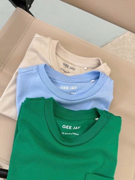 ABT75 - Áo cotton GGJJ túi ngực nhiều màu cho bé trai size 2-8y