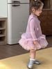 F25111 - Set 2ct QC Fanxiaoke áo len tăm + váy công chúa hồng/kem size 80-120