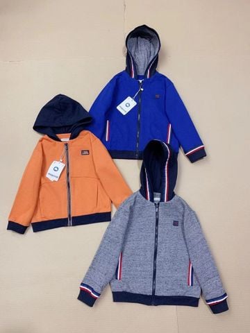 AKBT58 - Áo khoác nỉ mũ, túi viền kẻ nhiều màu BT size 2-9y