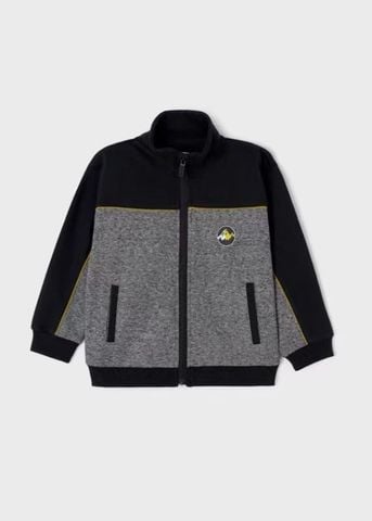 AKBT59 - Áo khoác nỉ màu ghi muối tiêu phối đen in ngực hình núi size 4 - 8y