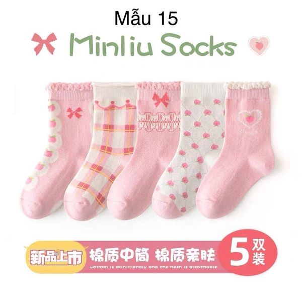 SH2511PK01 - Set 5 đôi tất Minliu Kidsocks dành cho trẻ em, chất liệu cotton+polyester+spandex, NSX Man Luu Textile Company Limited
