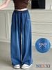 2604.21 - Quần jean giấy Nexxi dài ống suông thêu nơ bé gái size 6-10y