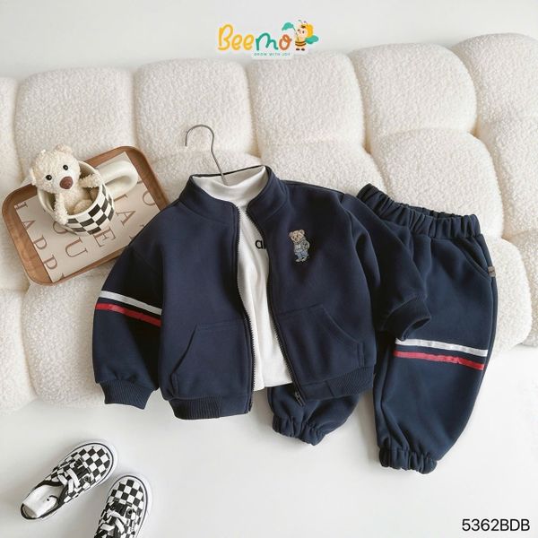5362BDB - Bộ khoác Beemo bomber phối dây thêu gấu