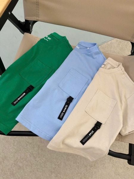 ABT75 - Áo cotton GGJJ túi ngực nhiều màu cho bé trai size 2-8y