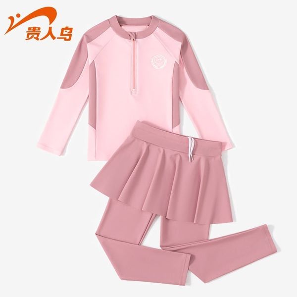 136 - Bộ bơi GRN dài tay + quần dài giả váy dòng đại 2 màu bé gái size 120-170
