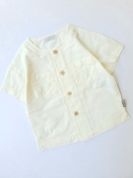 ABT51 - Áo sơ mi trắng cổ tròn cài khuy thẳng size 100 - 150