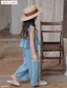 LU 935 - Bộ denim xanh Luca áo sát nách nơ eo + quần culottes size 2 - 12y